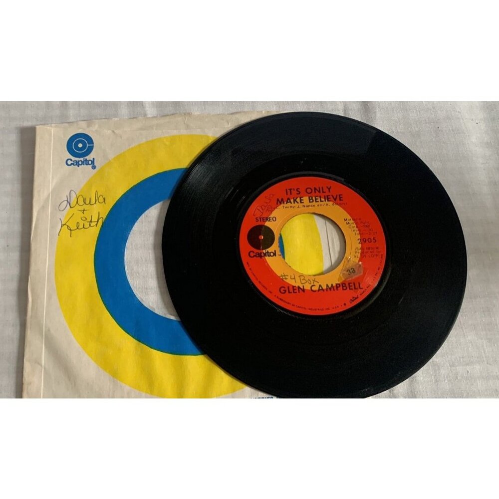 Glen Campbell - It's Only Make Believe & Pave Your Way into Tomorrow 45 Record